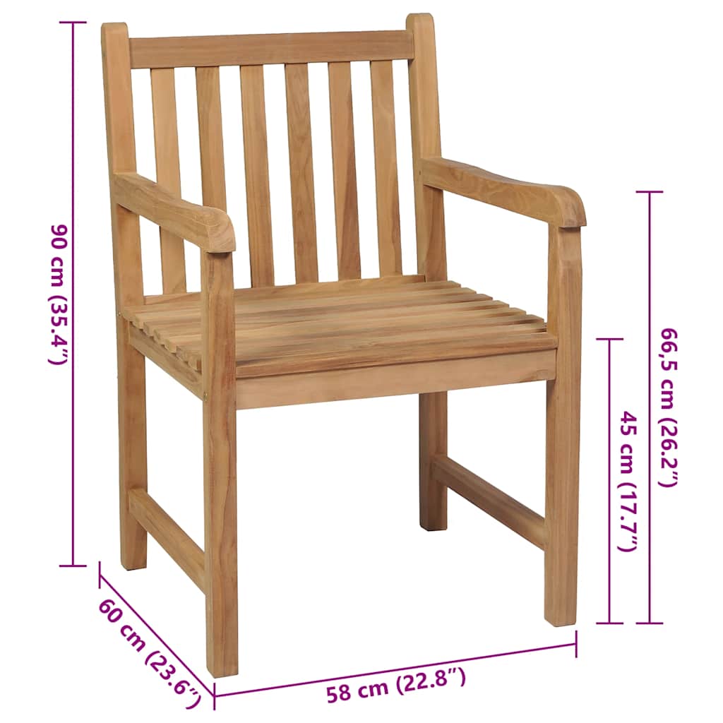 Gartenstühle 2 Stk. mit Roten Kissen Massivholz Teak