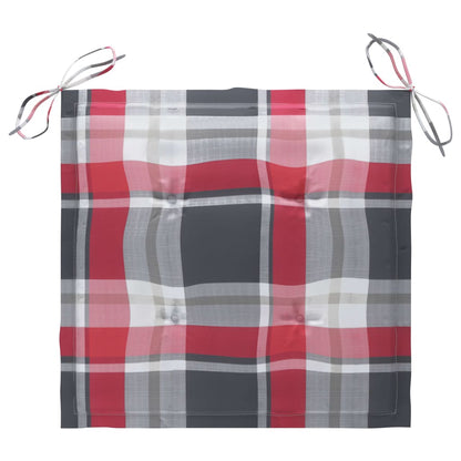 Schaukelstuhl mit Rotem Karomuster-Kissen Massivholz Teak