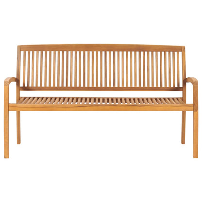 Stapelbare Gartenbank mit Auflage 159 cm Massivholz Teak