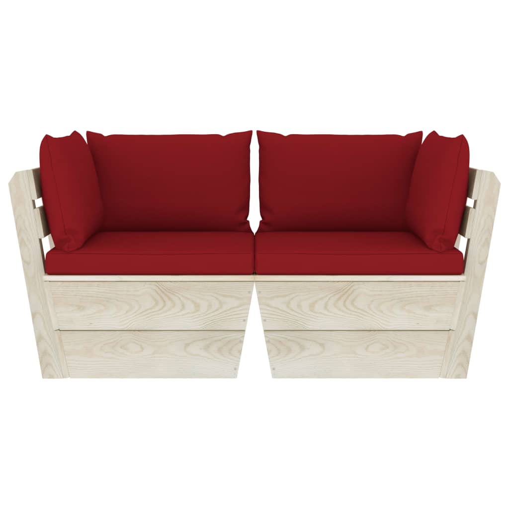 Garten-Palettensofa 2-Sitzer mit Kissen Fichtenholz