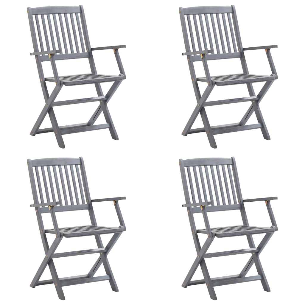 Klappbare Gartenstühle 4 Stk. mit Sitzkissen Massivholz Akazie