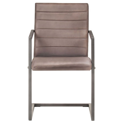 Freischwinger 6 Stk. Braun Echtleder