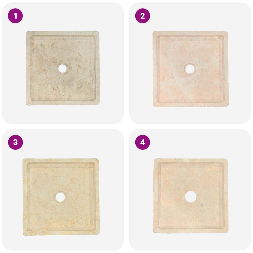 Waschbecken Creme 40x40x10 cm Marmor