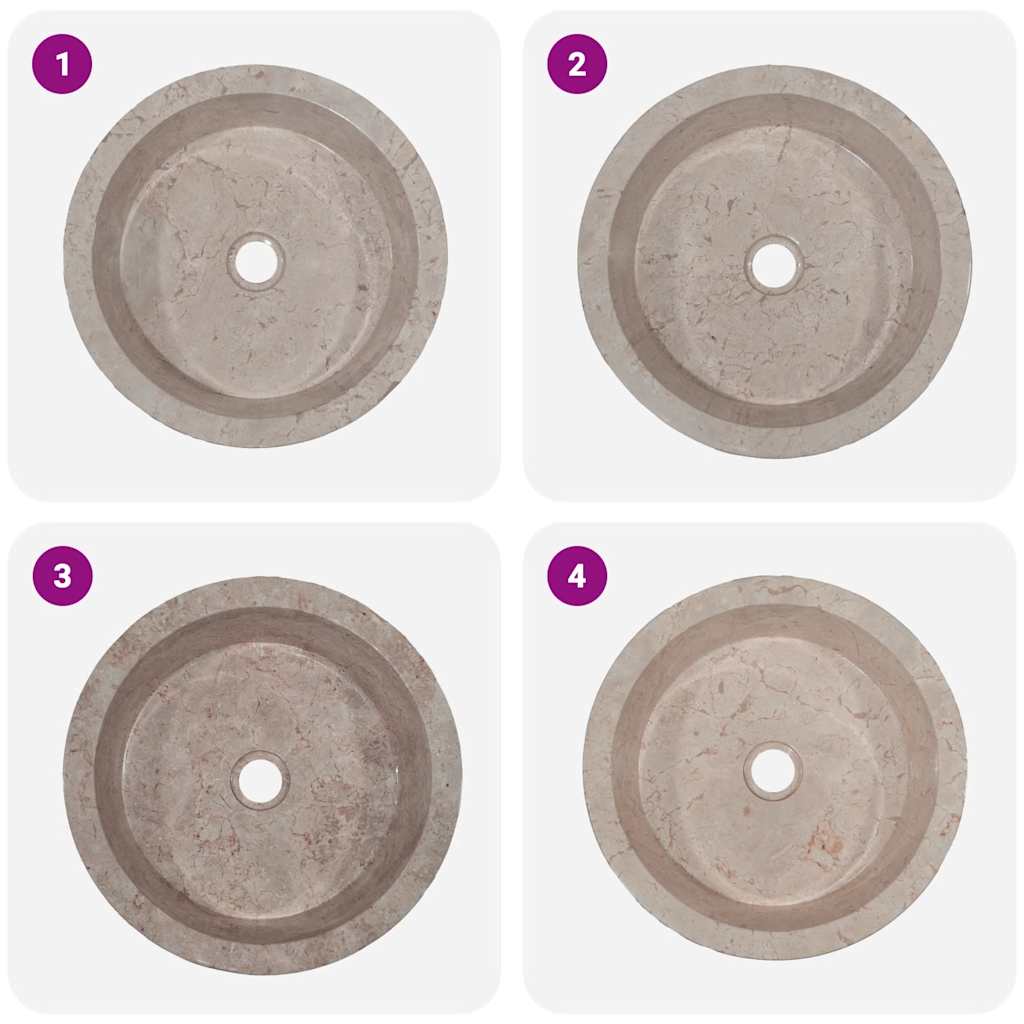 Waschbecken Grau Ø40x15 cm Marmor