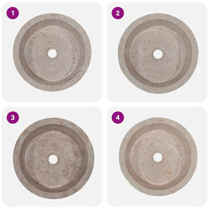 Waschbecken Grau Ø40x15 cm Marmor