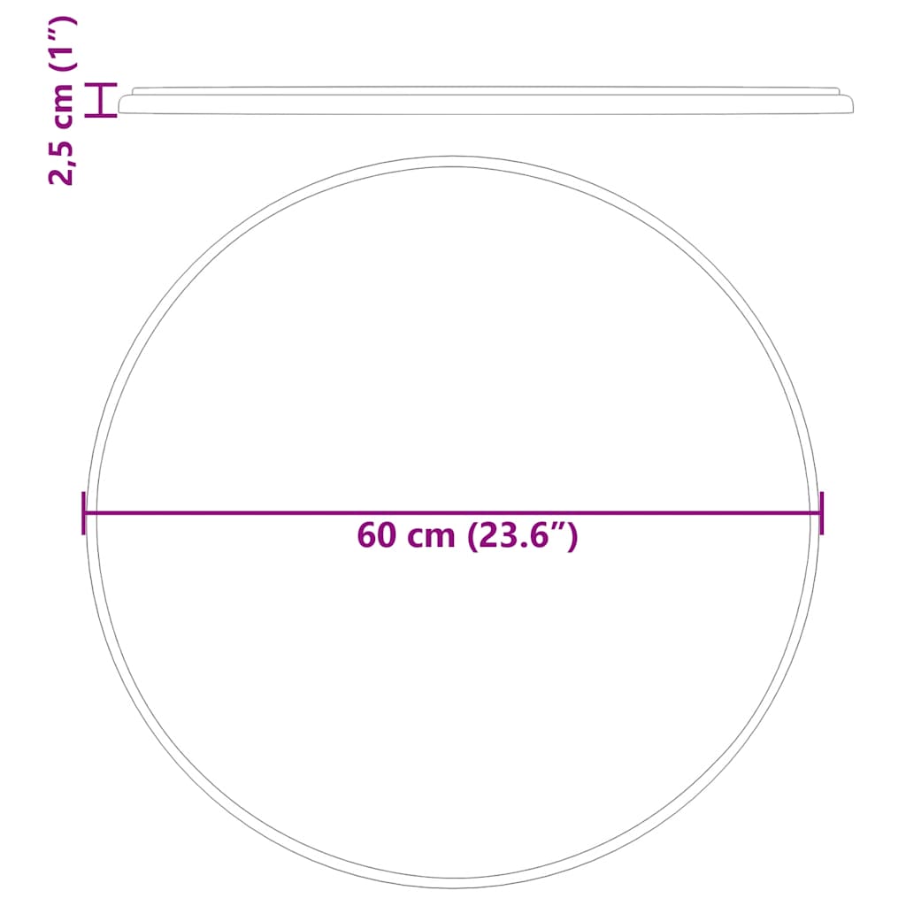 Tischplatte Schwarz Ø60x2,5 cm Marmor