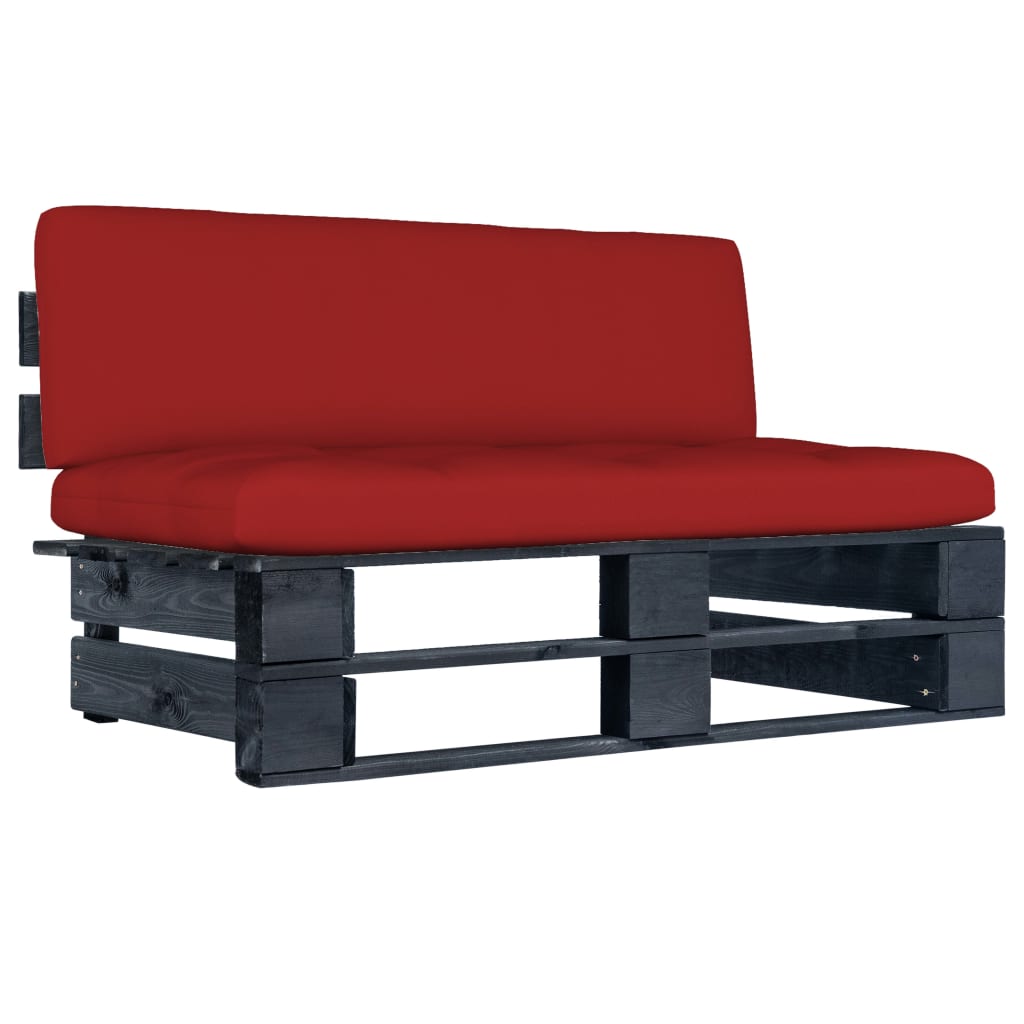 Garten-Mittelsofa aus Paletten Schwarz Kiefernholz Imprägniert