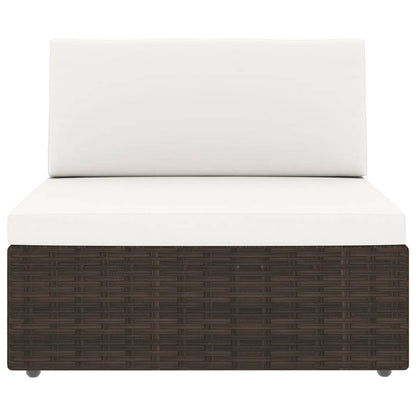 14-tlg. Garten-Lounge-Set mit Kissen Braun Poly Rattan