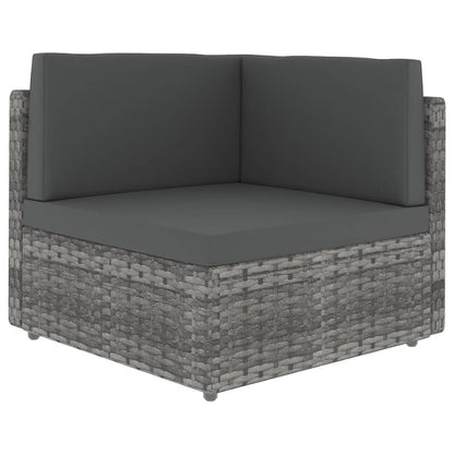 8-tlg. Garten-Lounge-Set mit Kissen Grau Poly Rattan