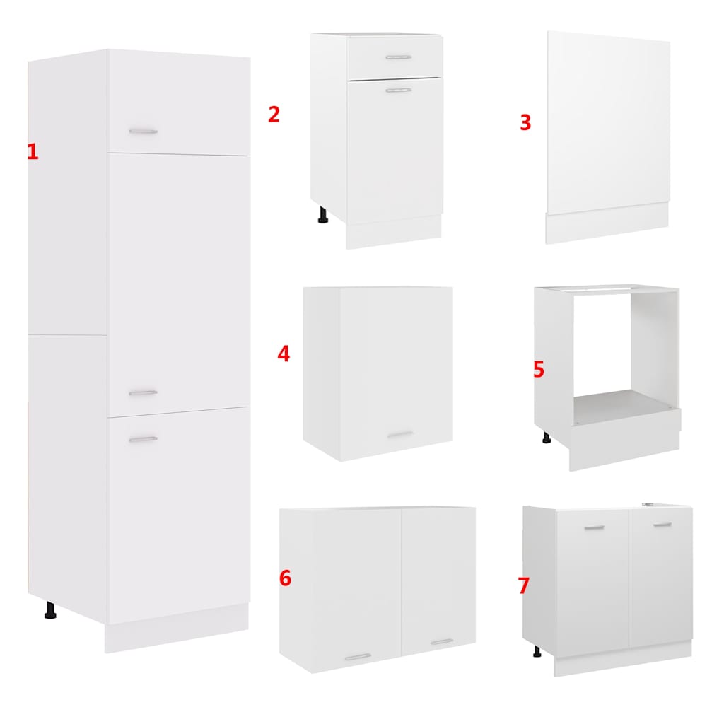 7-tlg. Küchenzeile Lyon Weiß Holzwerkstoff