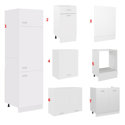 7-tlg. Küchenzeile Lyon Weiß Holzwerkstoff