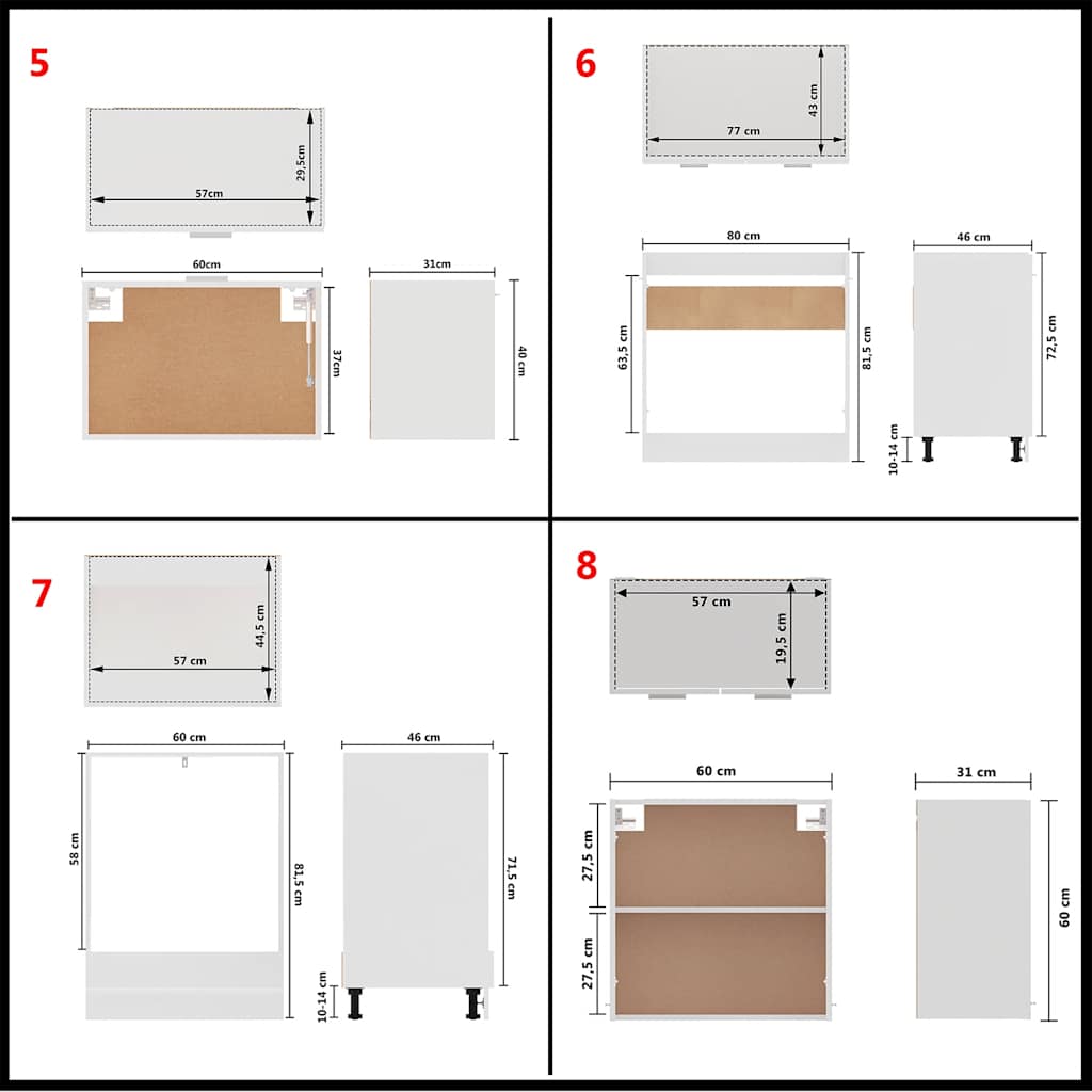 8-tlg. Küchenzeile Lyon Weiß Holzwerkstoff
