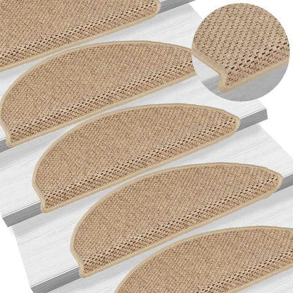 Treppenmatten Selbstklebend Sisal-Optik 15 Stk. 65x21x4 cm Sand