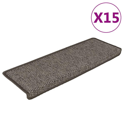 Treppenmatten Selbstklebend Sisal 15Stk. 65x21x4cm Grau & Beige