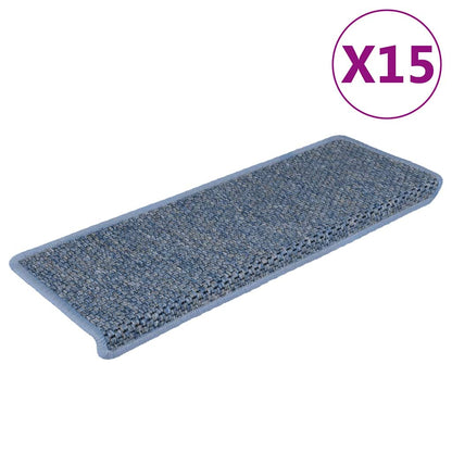 Treppenmatten Selbstklebend Sisal-Optik 15 Stk. 65x21x4 cm Blau