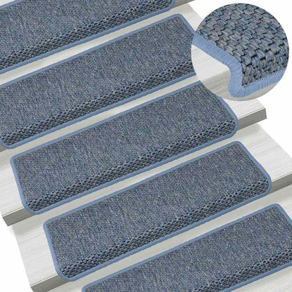 Treppenmatten Selbstklebend Sisal-Optik 15 Stk. 65x21x4 cm Blau