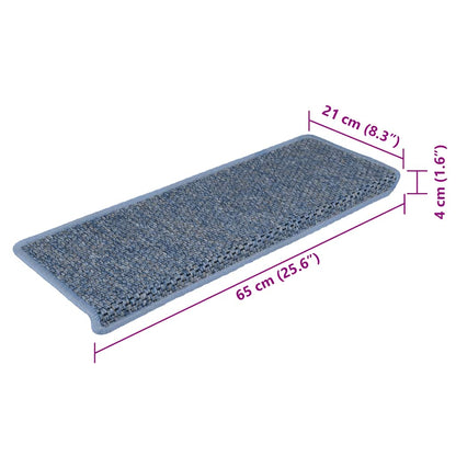 Treppenmatten Selbstklebend Sisal-Optik 15 Stk. 65x21x4 cm Blau