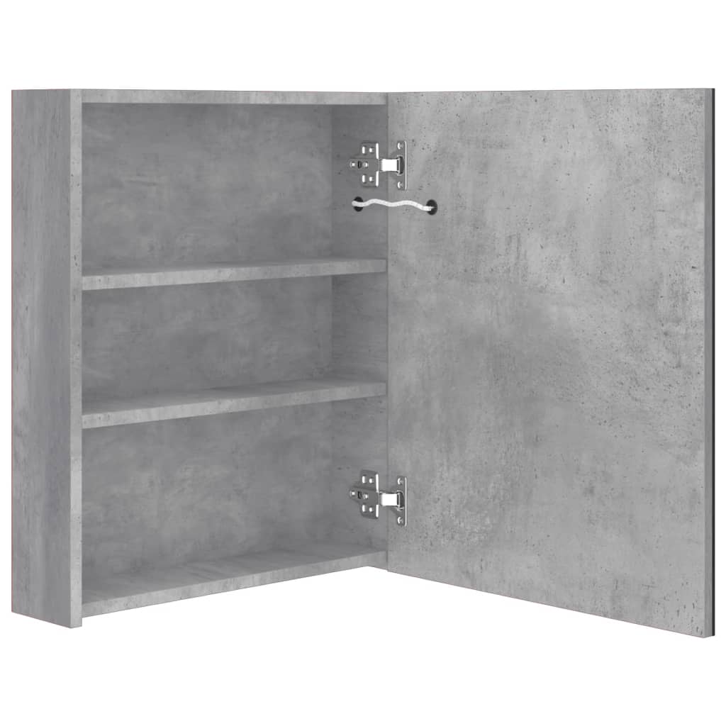 LED-Bad-Spiegelschrank Betongrau 50x14x60 cm