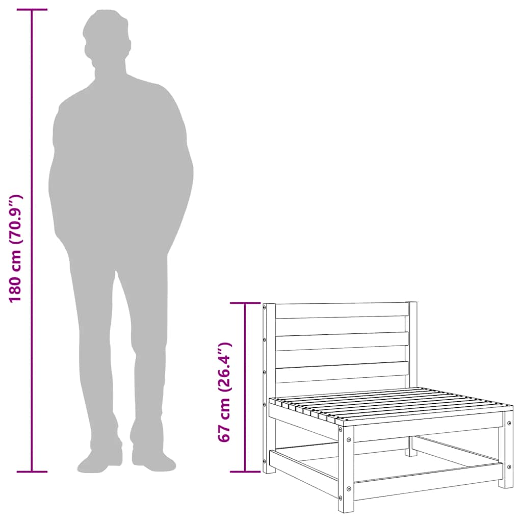 Garten-Mittelsofa Weiß Massivholz Kiefer