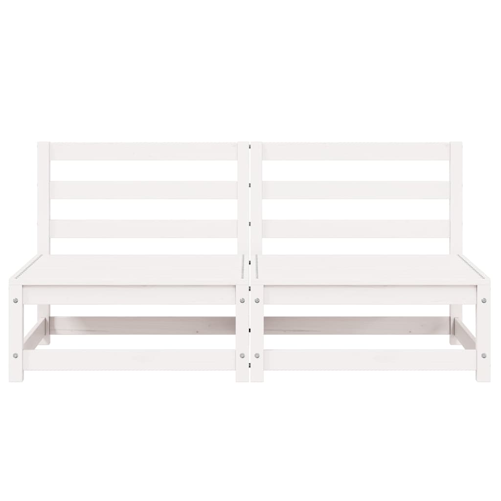 Garten-Mittelsofas 2 Stk. Weiß Kiefer Massivholz