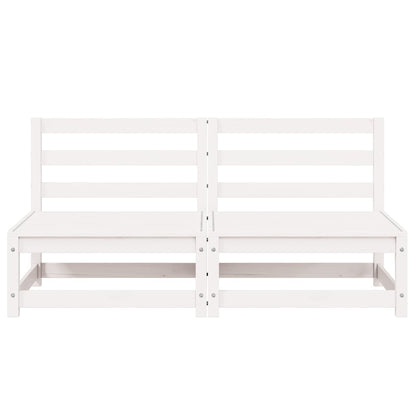 Garten-Mittelsofas 2 Stk. Weiß Kiefer Massivholz