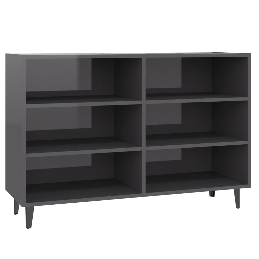 Sideboard Hochglanz-Grau 103,5x35x70 cm Holzwerkstoff