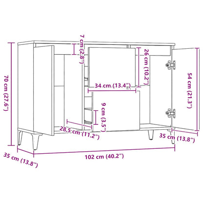 Sideboard Sonoma-Eiche 102x35x70 cm Holzwerkstoff