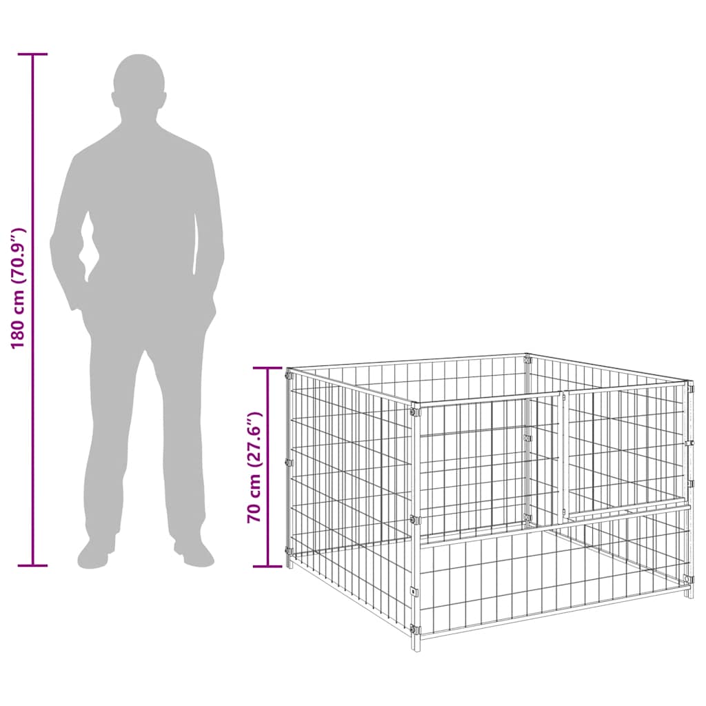 Hundezwinger Schwarz 100x100x70 cm Stahl