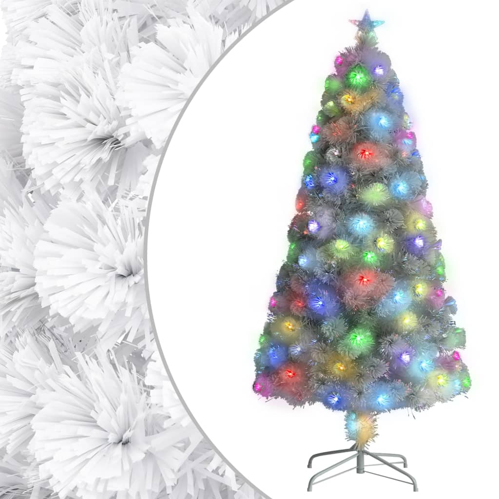 Künstlicher Weihnachtsbaum mit Beleuchtung Weiß 120cm Glasfaser