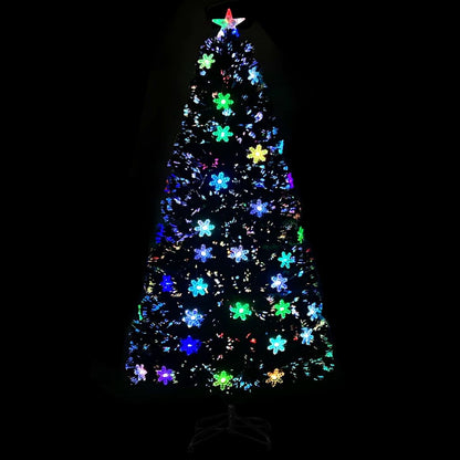 Weihnachtsbaum mit LED-Schneeflocken Schwarz 120 cm Fiberoptik