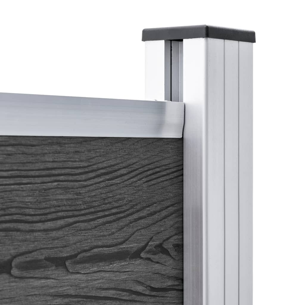 Zaunelement Set WPC 526x146 cm Schwarz