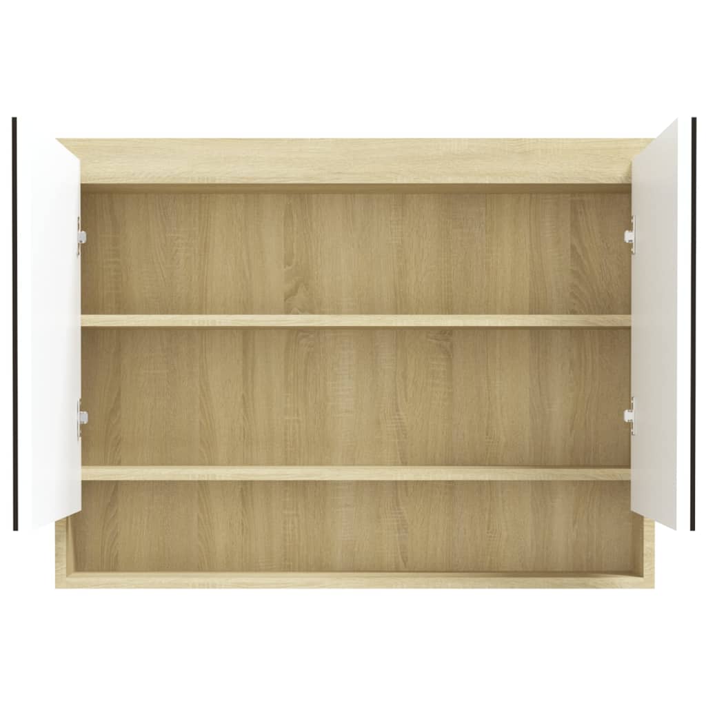 Spiegelschrank fürs Bad 80x15x60 cm MDF Weiß und Eiche-Optik