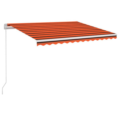 Markise Manuell Einziehbar mit LED 350x250 cm Orange Braun