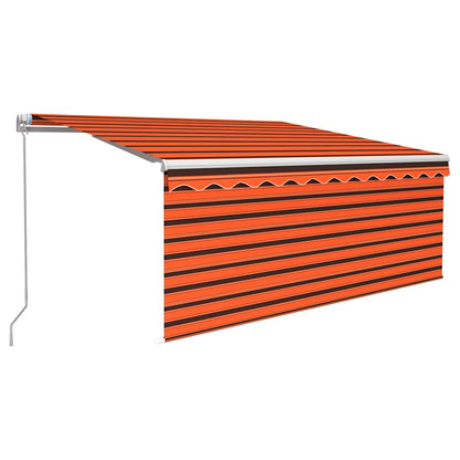 Markise Manuell Einziehbar mit Rollo LED 3,5x2,5 m Orange Braun