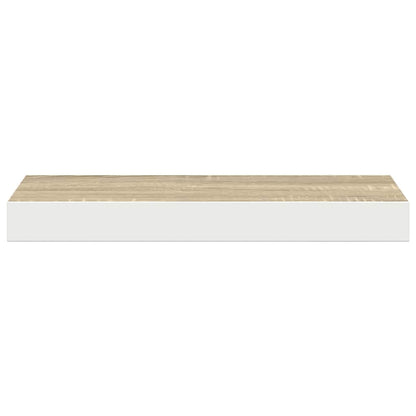 Schweberegale 2 Stk. Eichen-Optik und Weiß 50x23x3,8 cm MDF