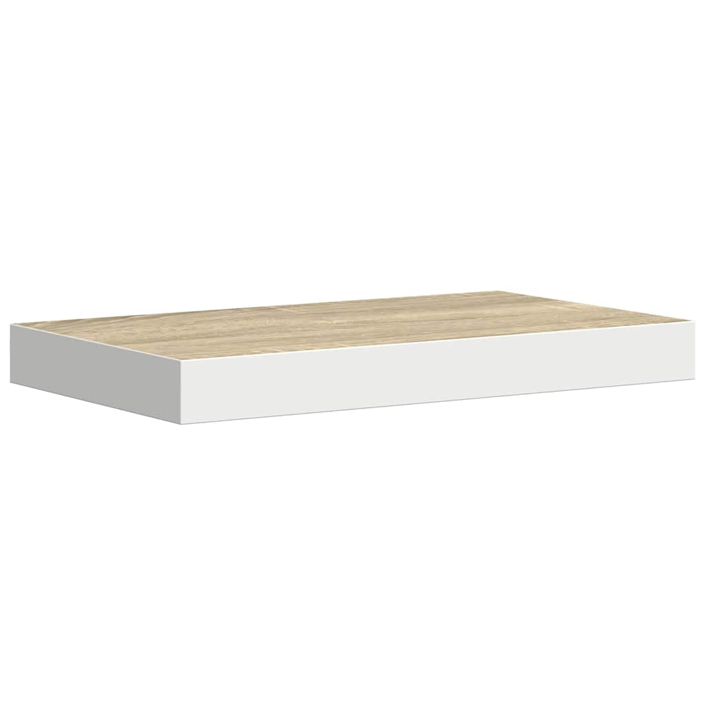 Schweberegale 4 Stk. Eichen-Optik und Weiß 50x23x3,8 cm MDF