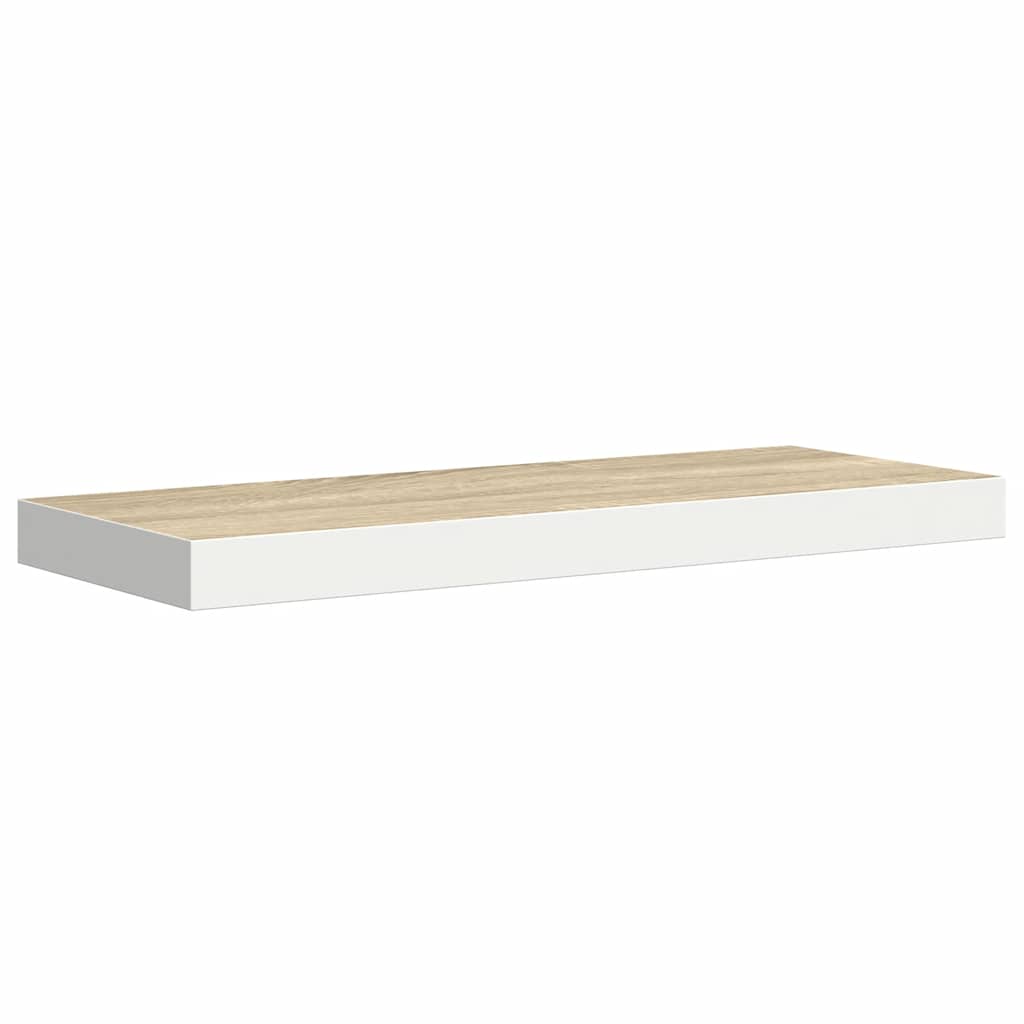 Schweberegale 2 Stk. Eichen-Optik und Weiß 60x23,5x3,8 cm MDF