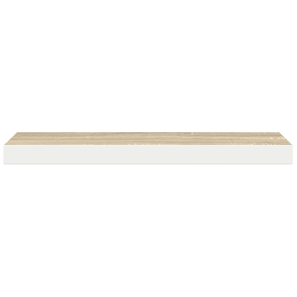 Schweberegale 2 Stk. Eichen-Optik und Weiß 60x23,5x3,8 cm MDF