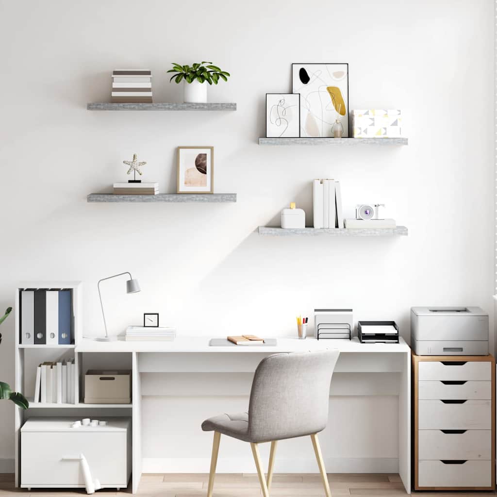 Schweberegale 4 Stk. Betongrau 80x23,5x3,8 cm MDF