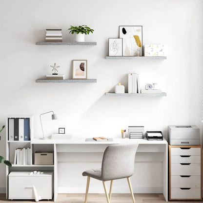 Schweberegale 4 Stk. Betongrau 80x23,5x3,8 cm MDF