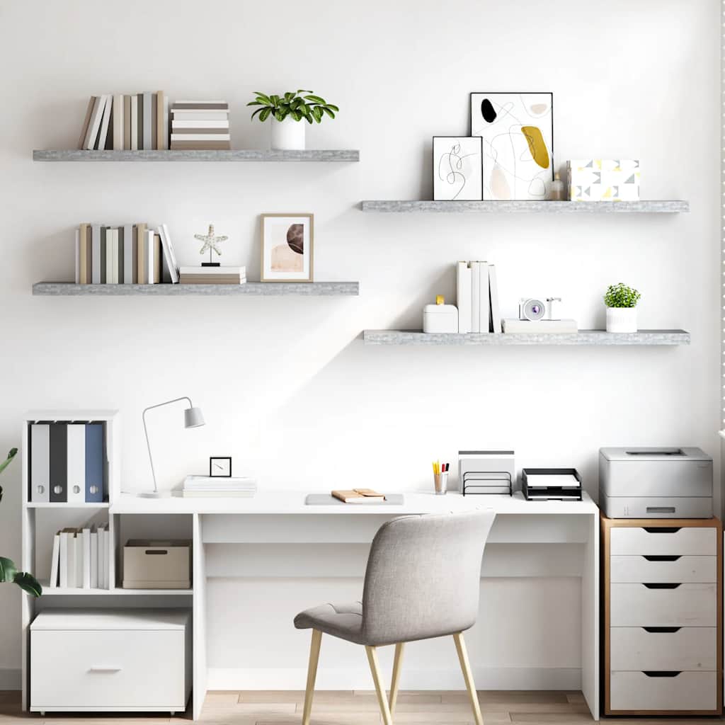 Schweberegale 4 Stk. Betongrau 120x23,5x3,8 cm MDF