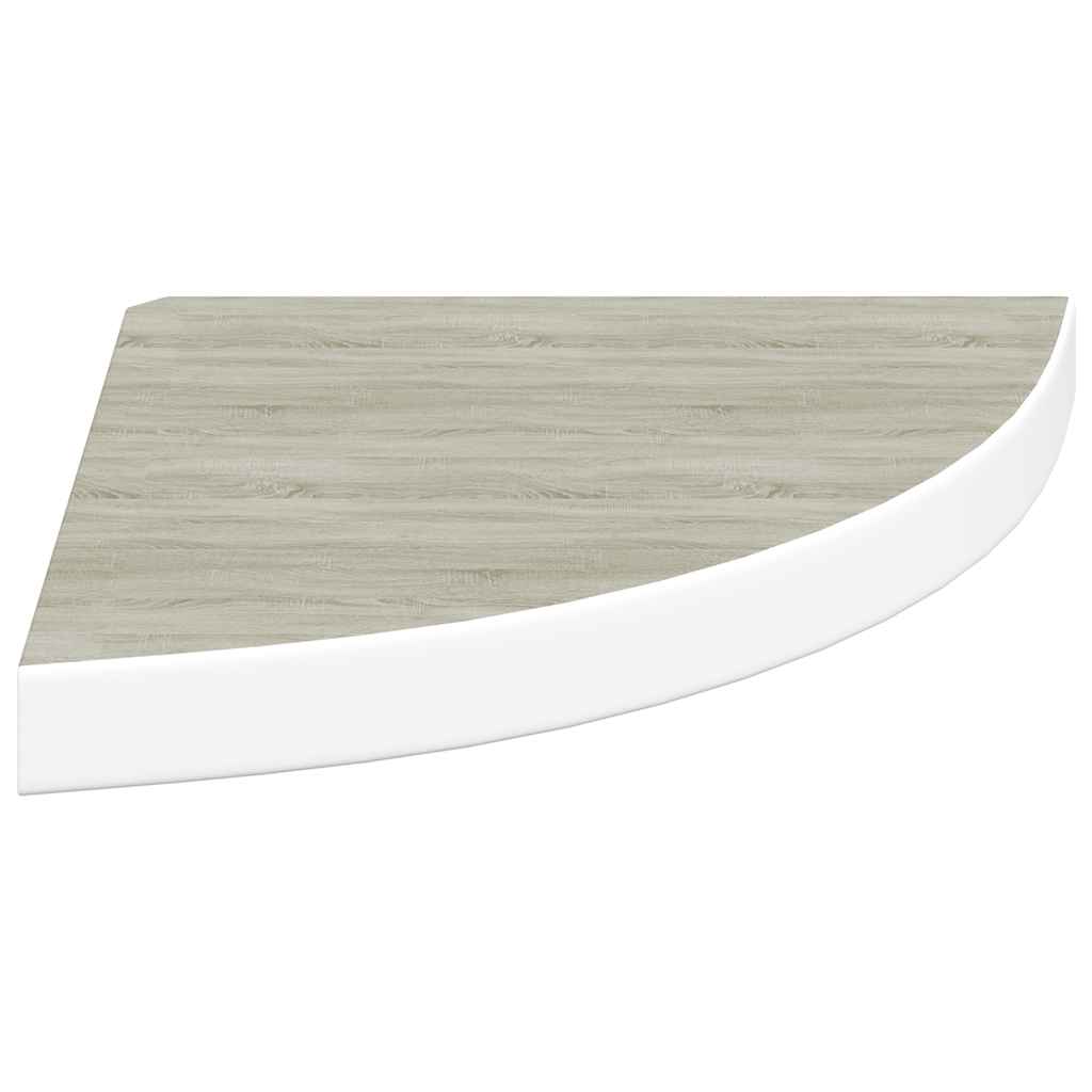 Eck-Schweberegale 2 Stk. Eichen-Optik und Weiß 35x35x3,8 cm MDF