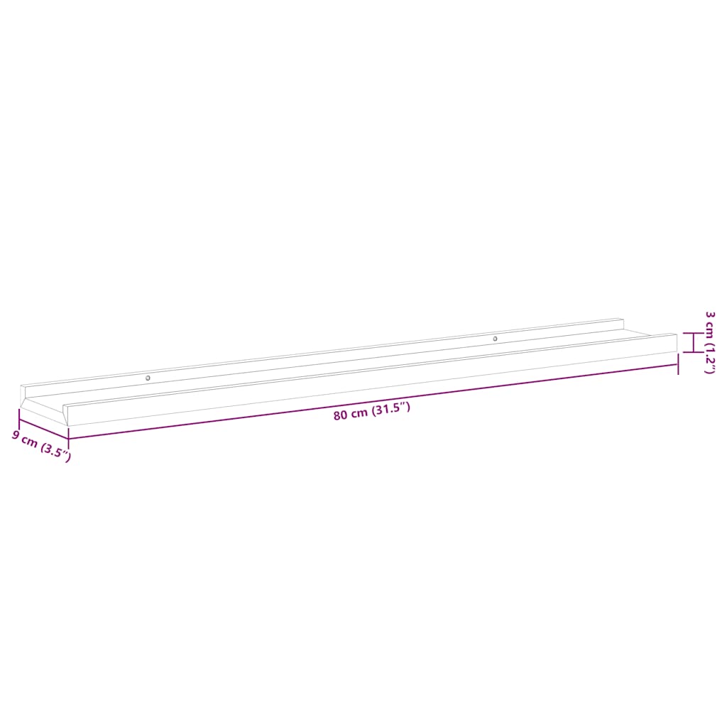 Wandregale 4 Stk. Grau 80x9x3 cm