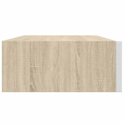 Wandmontiertes Schubladenregal Eiche und Weiß 40 x 23,5 x 10 cm MDF