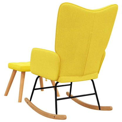 Schaukelsessel mit Hocker Senfgelb Stoff