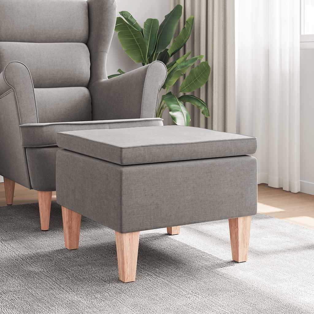 Hocker mit Holzbeinen Taupe Stoff