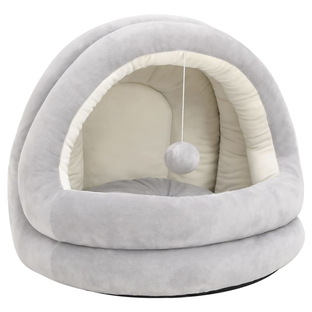 Katzenbett 40x40x35 cm Grau und Creme