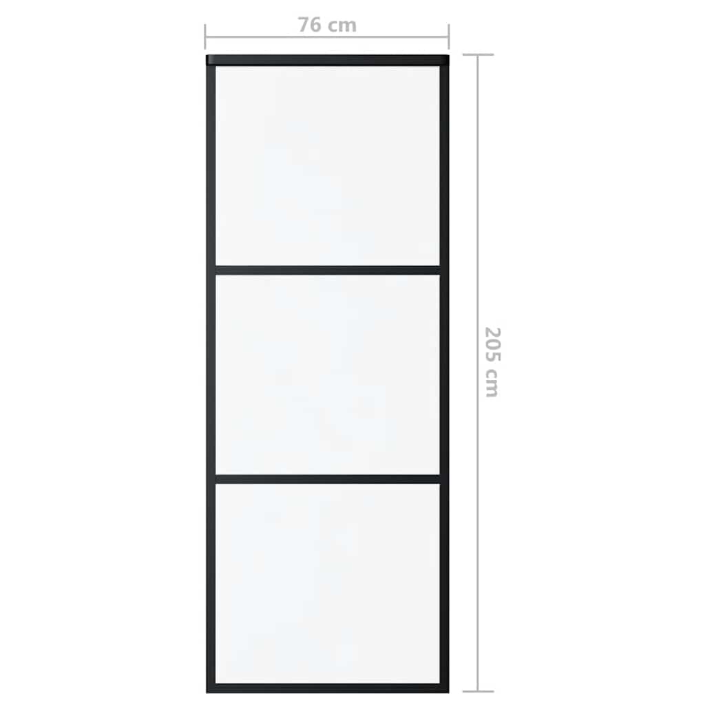 Schiebetür 3-teilig ESG-Glas und Aluminium 76x205 cm Schwarz