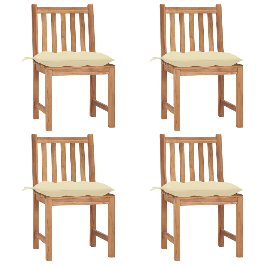 Gartenstühle 4 Stk. mit Kissen Massivholz Teak