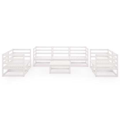 8-tlg. Garten-Lounge-Set Weiß Massivholz Kiefer